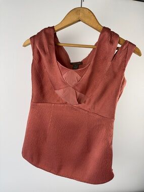 Zac Posen Coral Silk Blend Sleeveless Blouse
